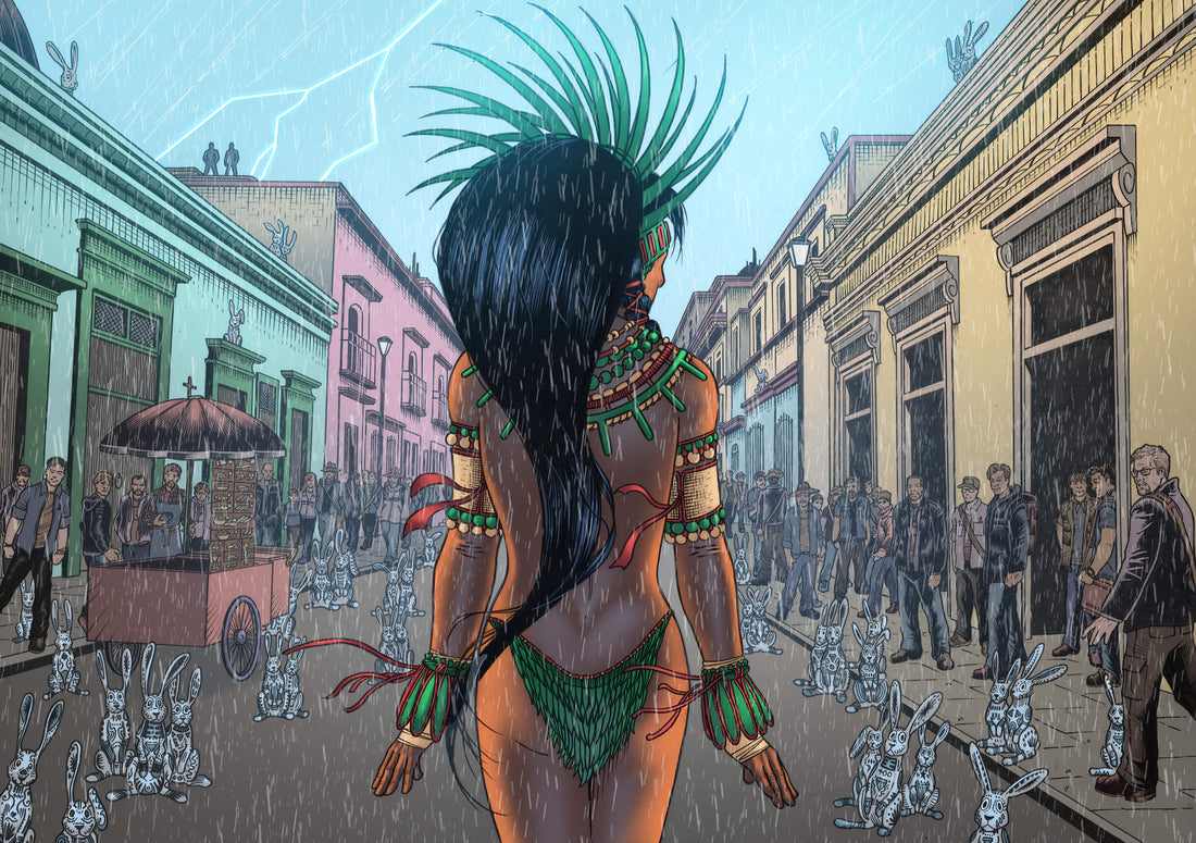 Mayahuel and her 400 Rabbits in Oaxaca City- 2nd appearance. (2nd drawing, Ehecatl ending)