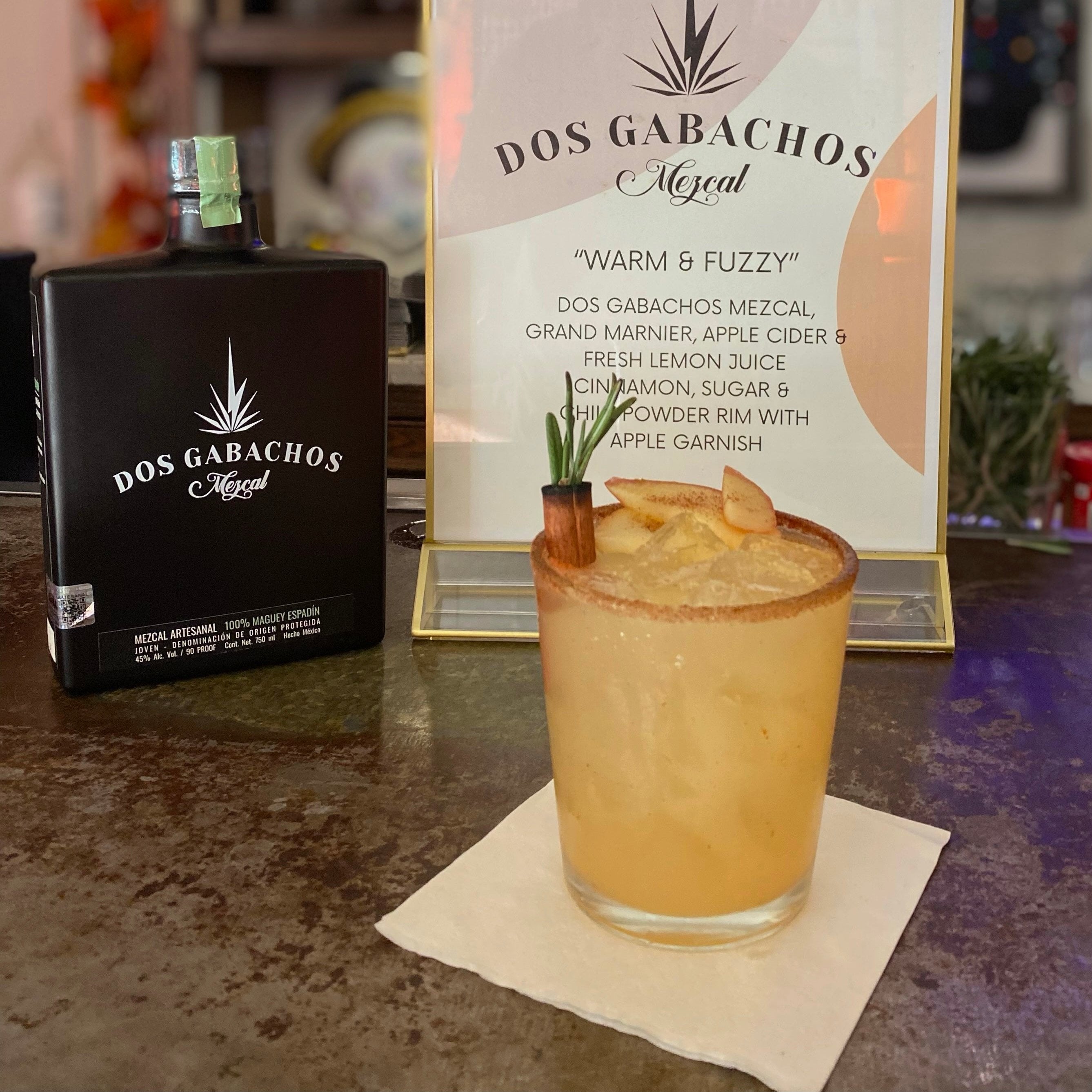"Warm & Fuzzy" Dos Gabachos Mezcal cocktail recipe. Perfect to Lift your Holiday Spirit!